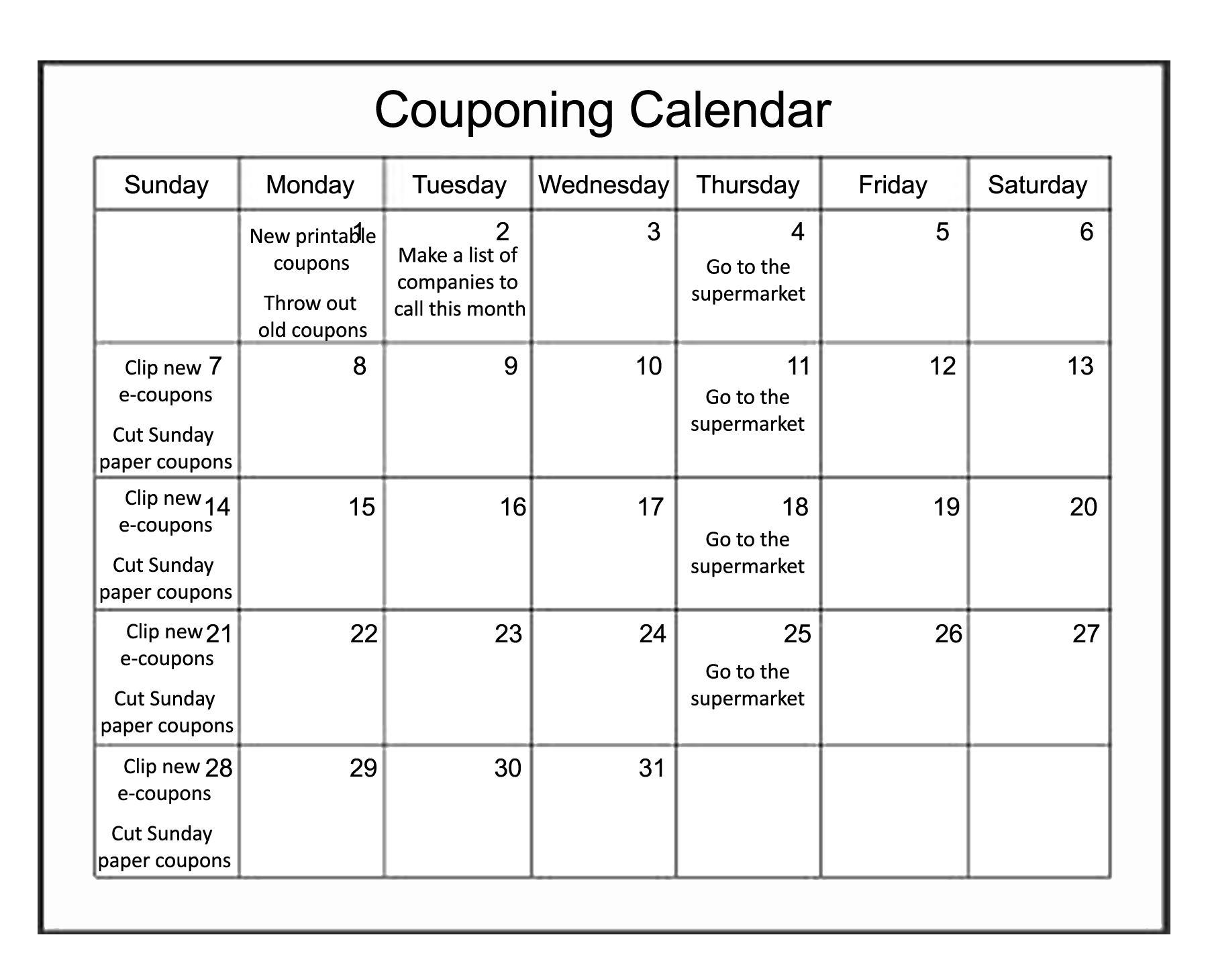 THE KOSHER COUPON LADY Couponing Calendar THE KOSHER COUPON LADY